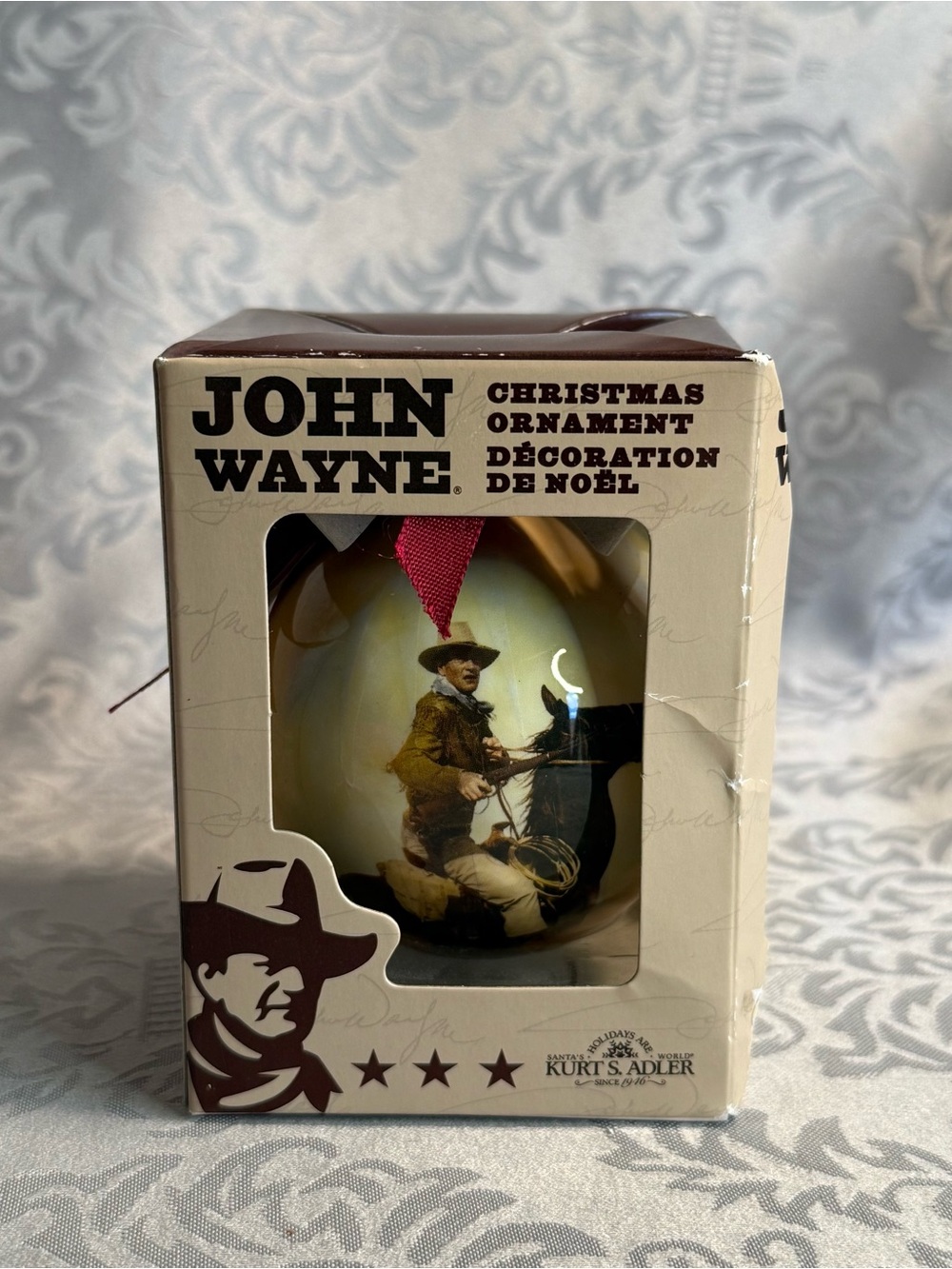 Western Kurt S. Adler JOHN WAYNE Christmas Ornament Holiday Cowboy Horse